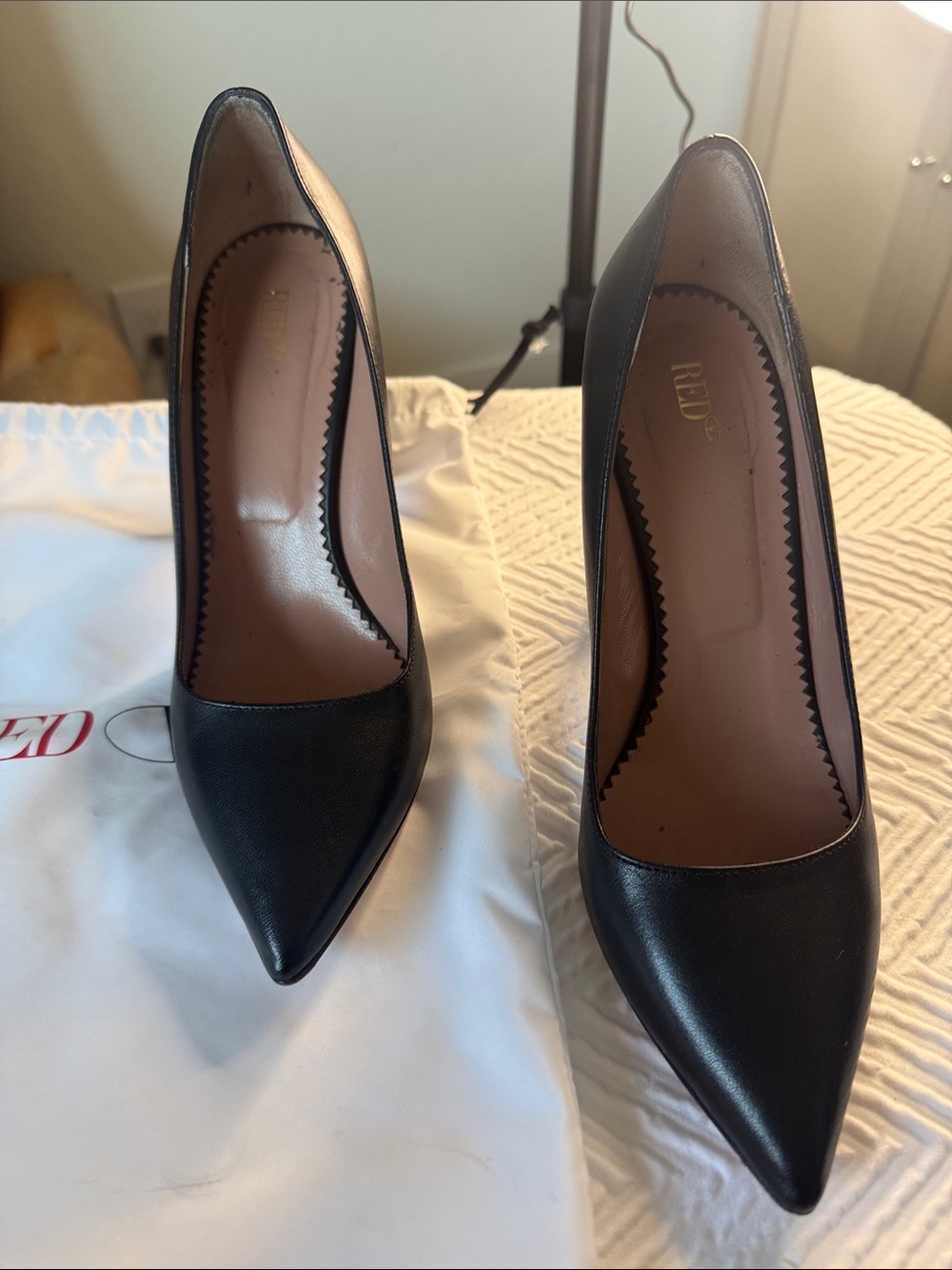 RED Valentino Black Pointed Toe Pumps with Covered Heel